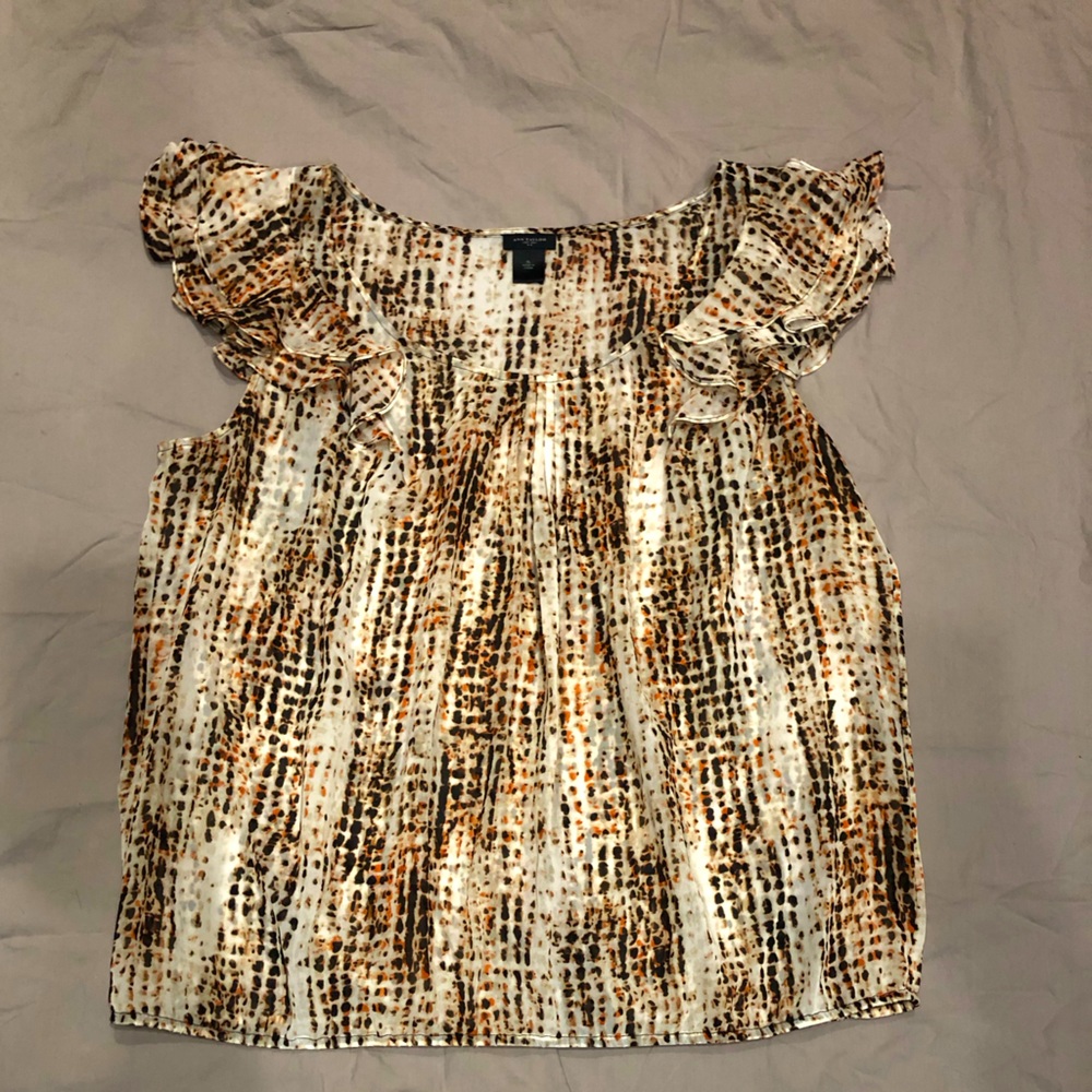 Ann Taylor. Sleeveless Tunic. Ruffled crew neck. Blouse. Women’s XL.